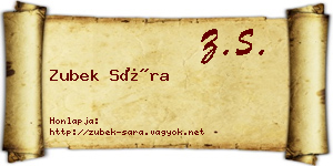 Zubek Sára névjegykártya