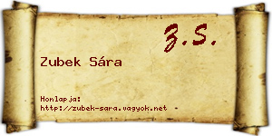 Zubek Sára névjegykártya