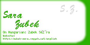sara zubek business card